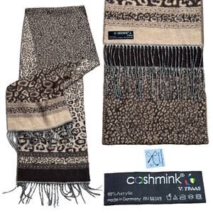 V.Fraas Cashmink Cheetah Fringe Scarf